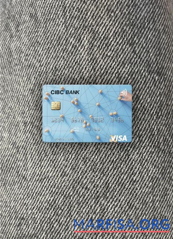 Printable USA CIBC Bank visa card photolook front download for verification